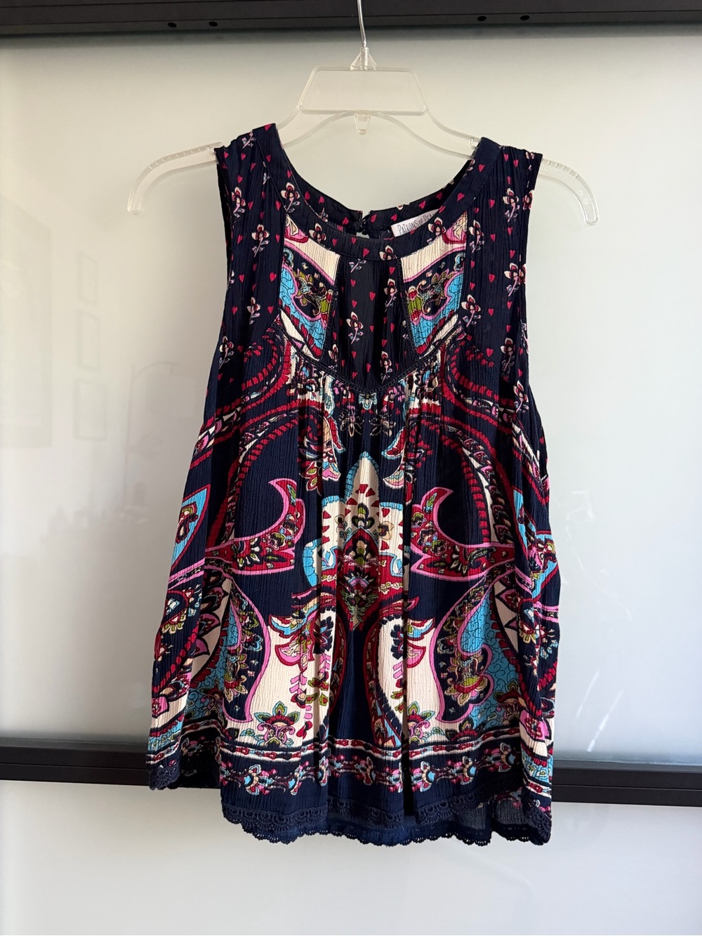 Patrons of Peace Boho Paisley Babydoll Tunic Top Size M